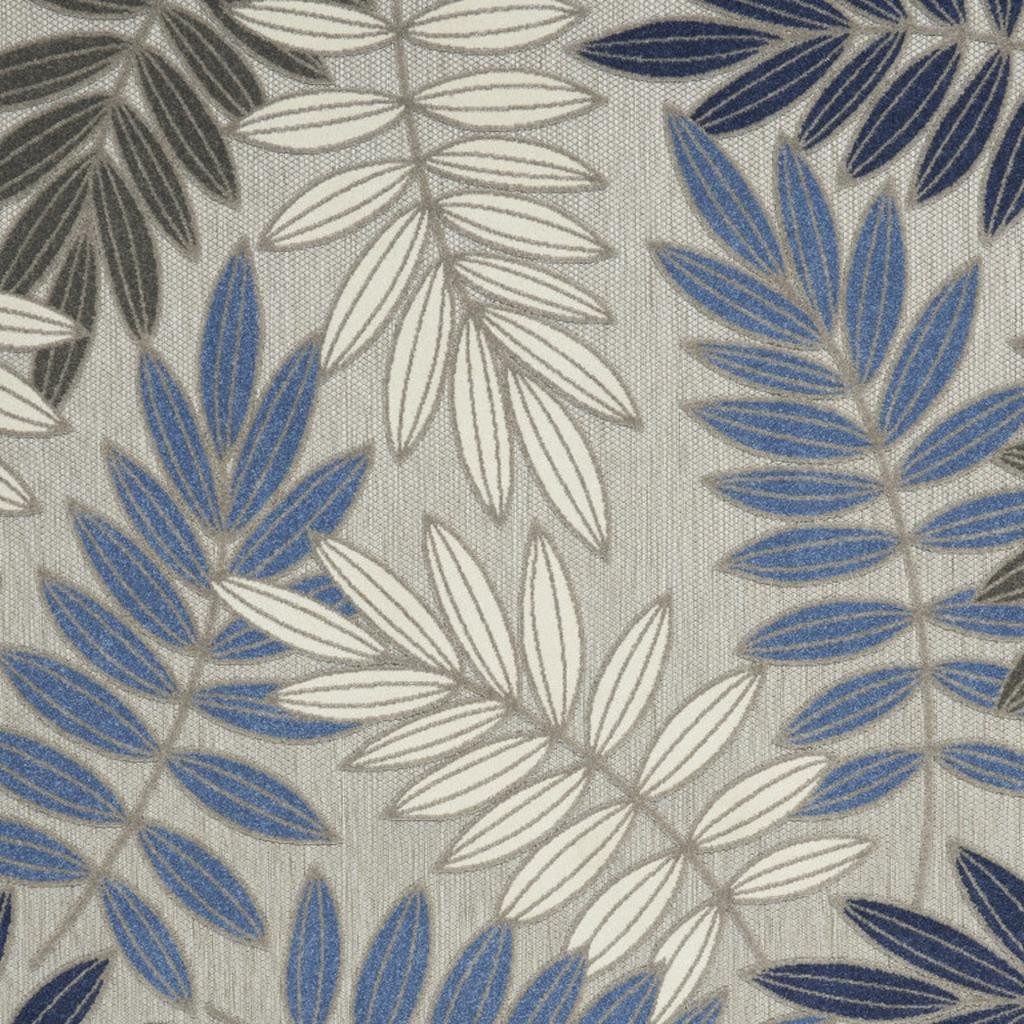 8′ X 11′ Blue Gray Floral Indoor Outdoor Area Rug