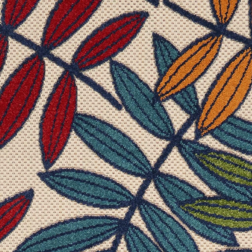8′ Ivory And Blue Floral Indoor Outdoor Area Rug