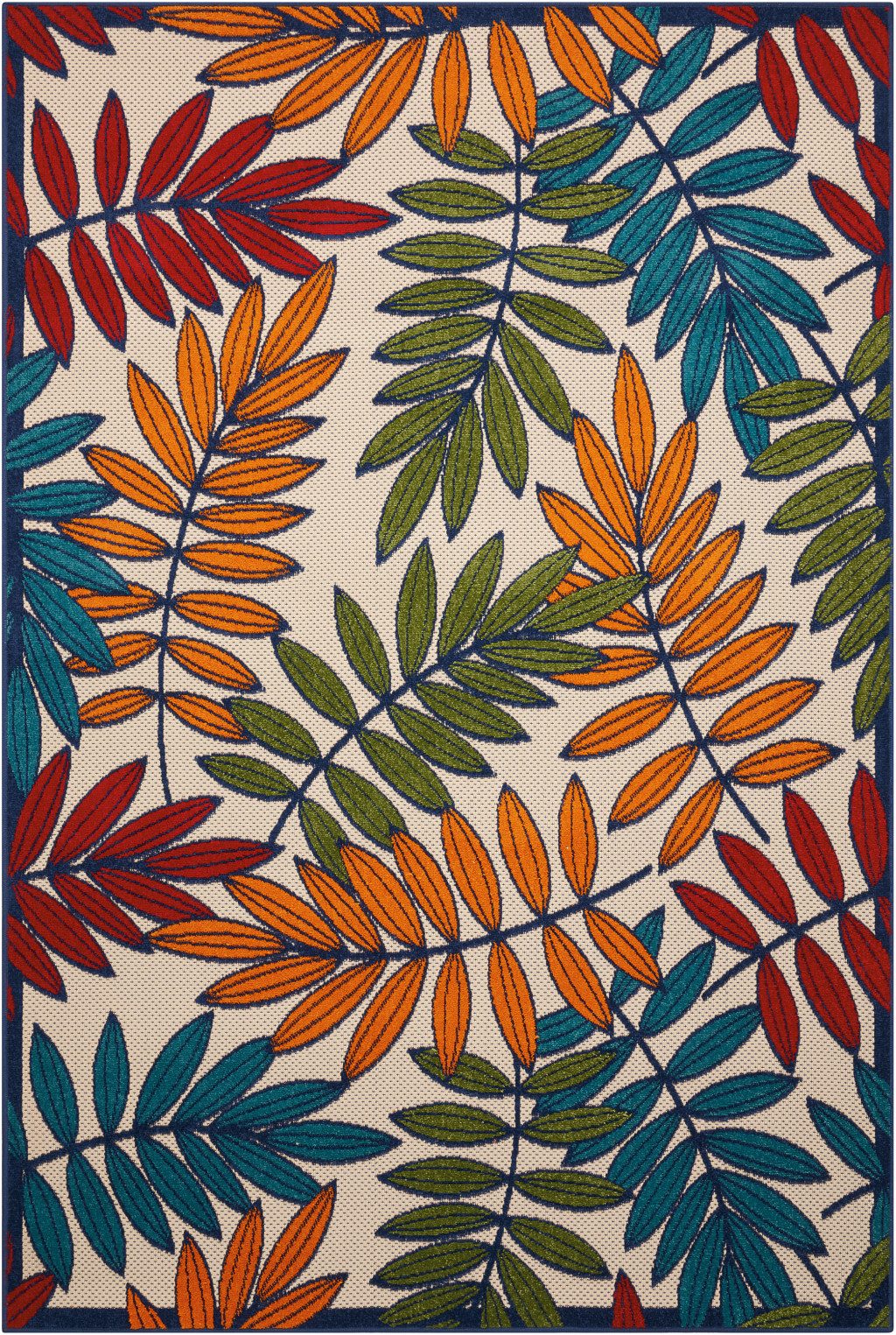 4′ X 6′ Ivory Blue Floral Indoor Outdoor Area Rug