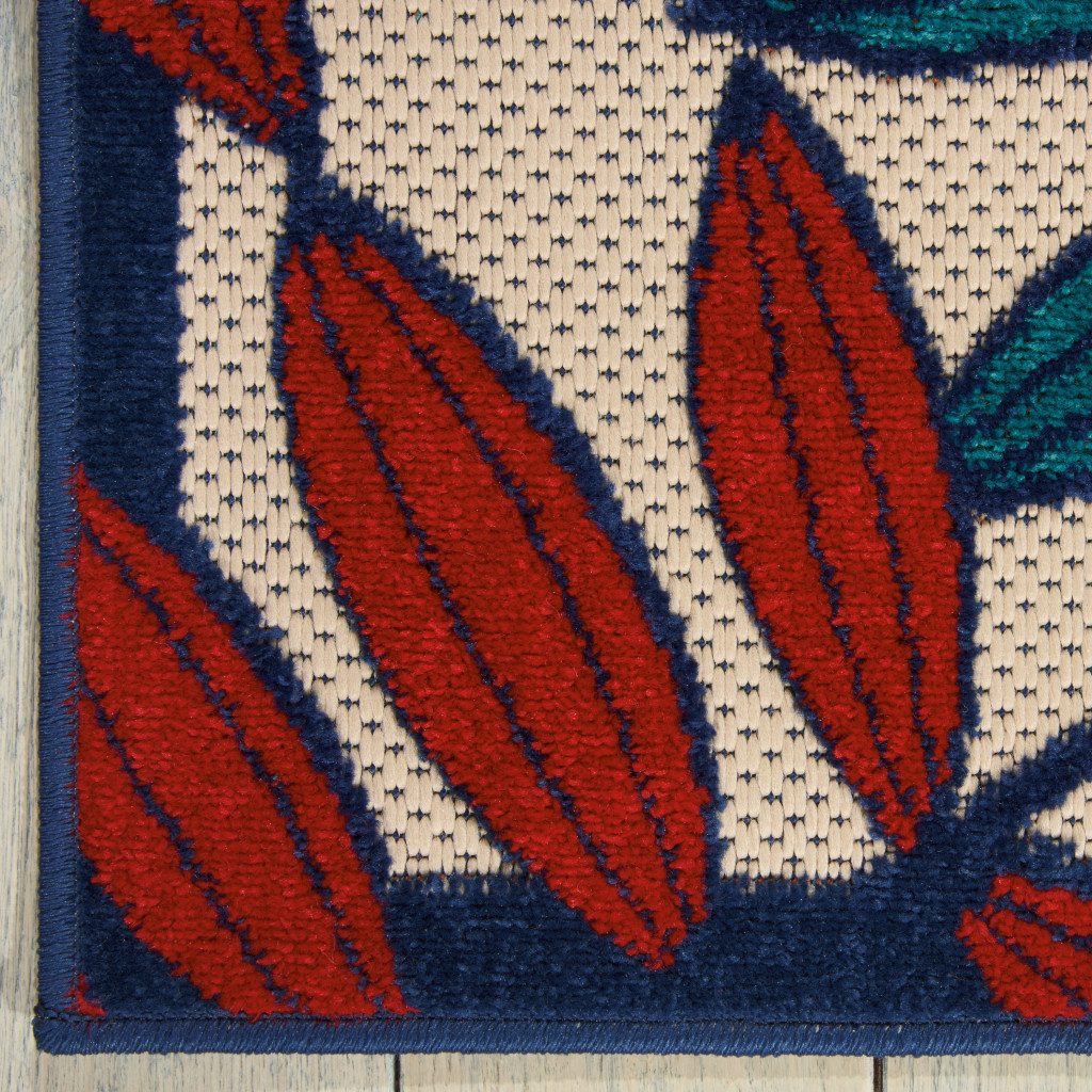 4′ X 6′ Ivory Blue Floral Indoor Outdoor Area Rug