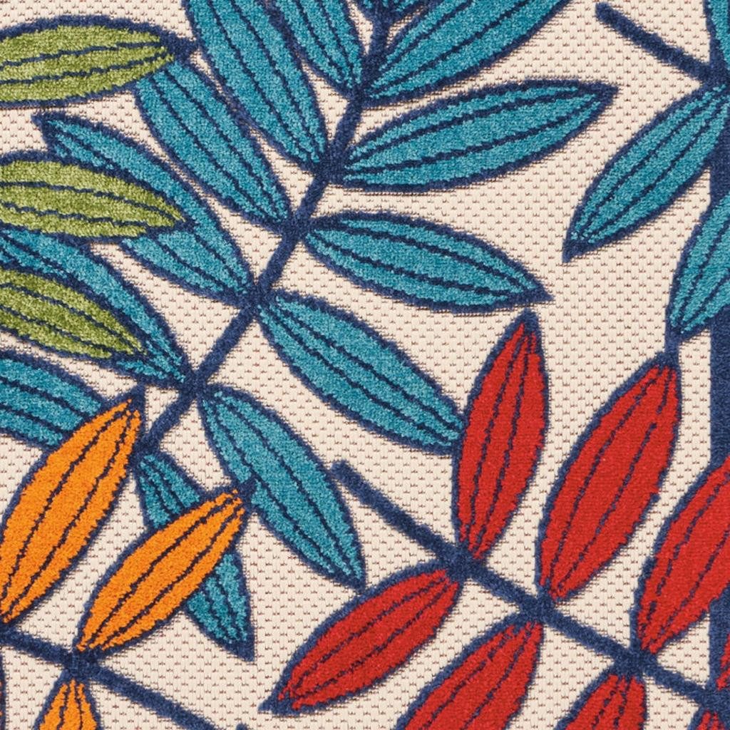 5′ X 8′ Ivory Blue Floral Indoor Outdoor Area Rug