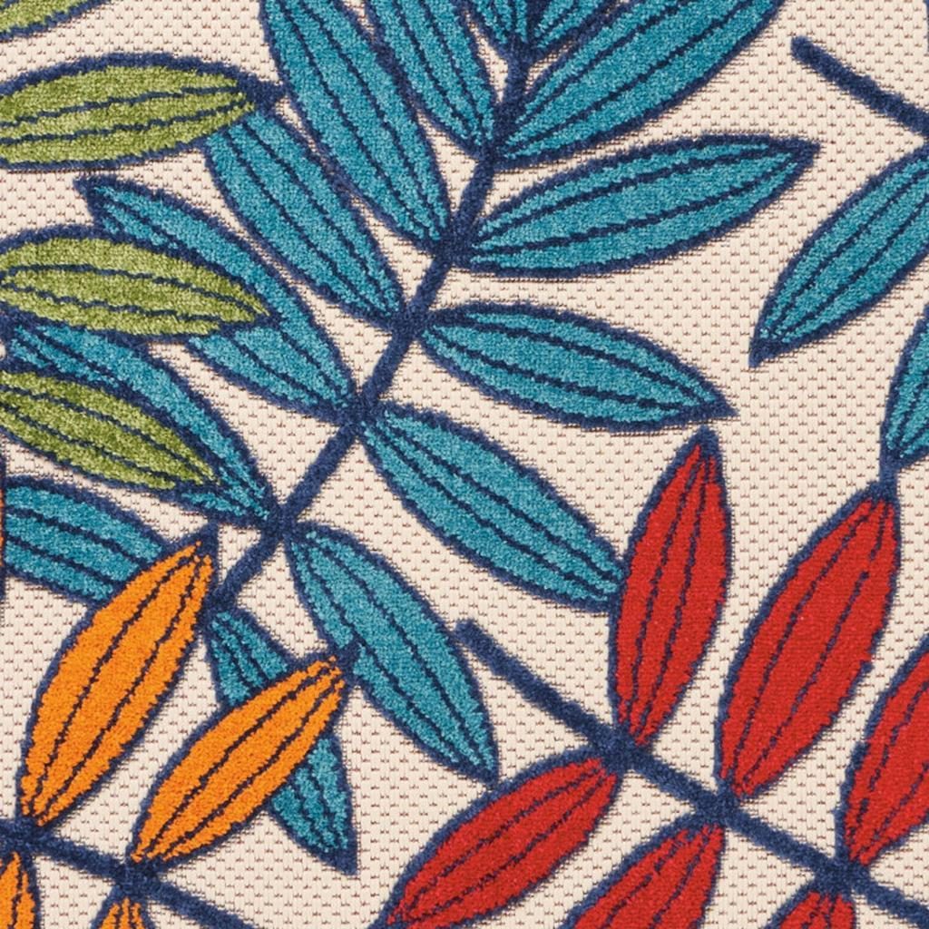 5′ X 8′ Ivory Blue Floral Indoor Outdoor Area Rug