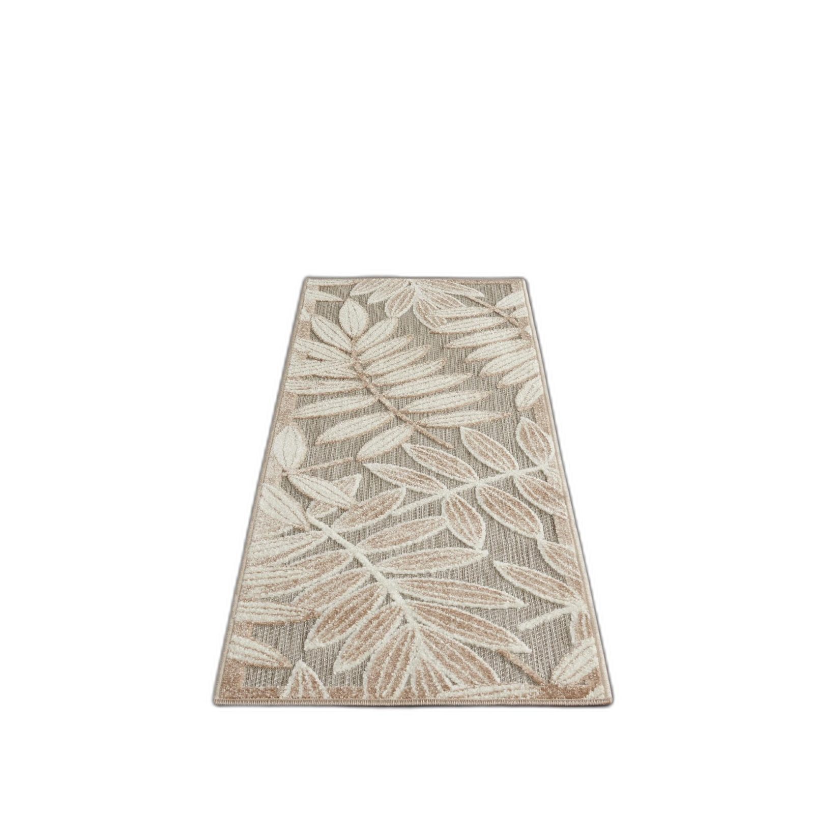 6′ Gray and Ivory Floral Indoor Outdoor Runner Rug