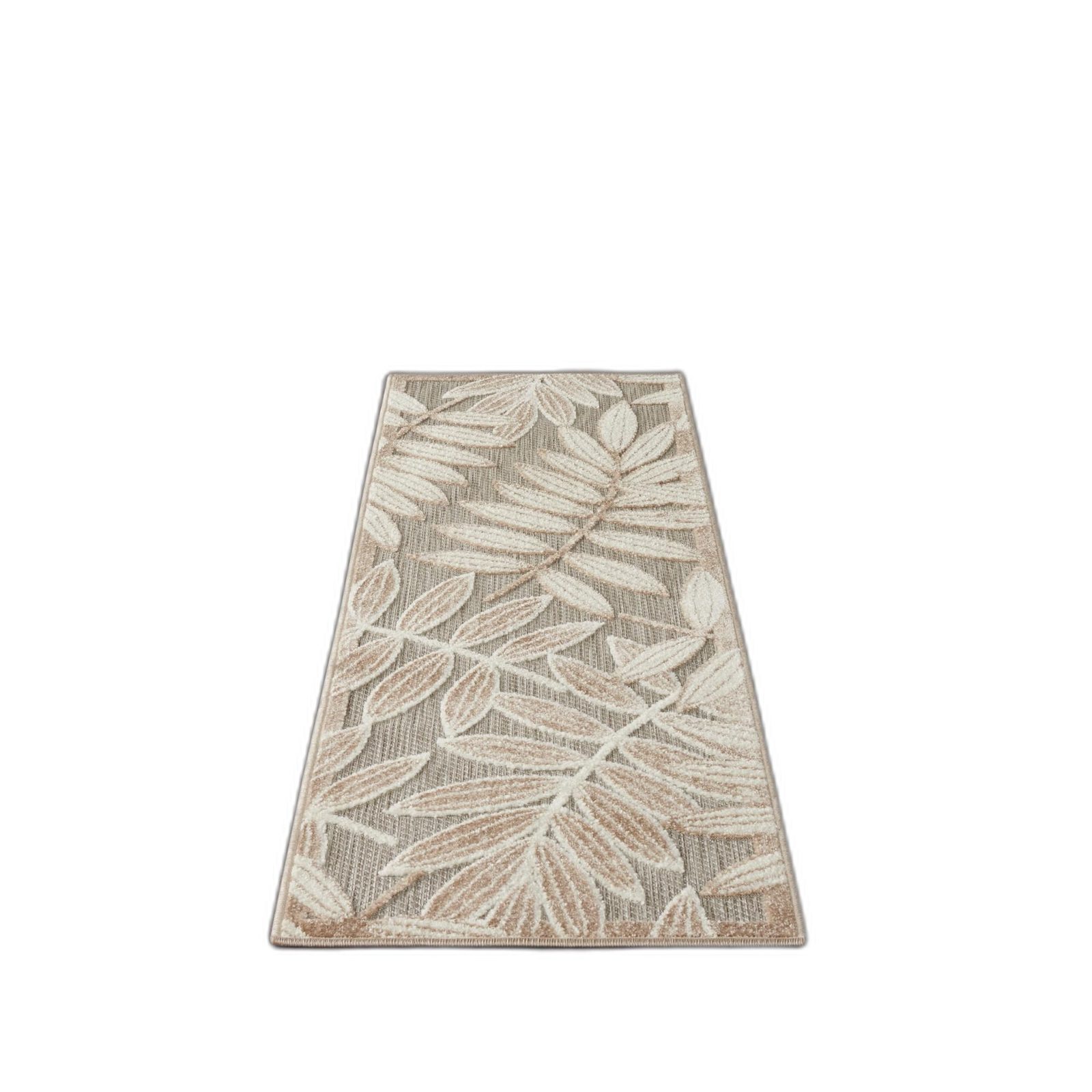 6′ Gray and Ivory Floral Indoor Outdoor Runner Rug