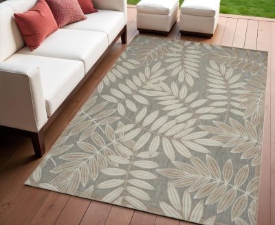 4′ X 6′ Gray Ivory Floral Indoor Outdoor Area Rug
