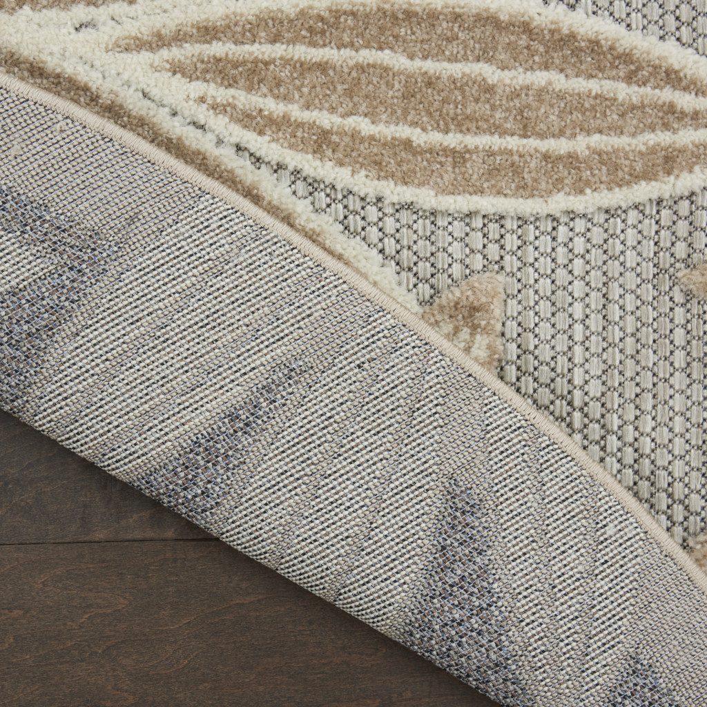 4′ Gray And Ivory Floral Indoor Outdoor Round Rug