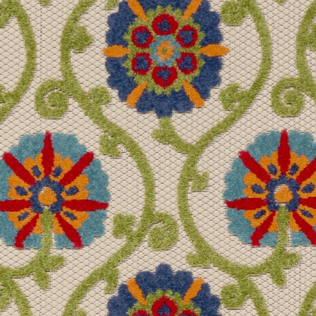 6′ Ivory and Blue Indoor Outdoor Area Rug II