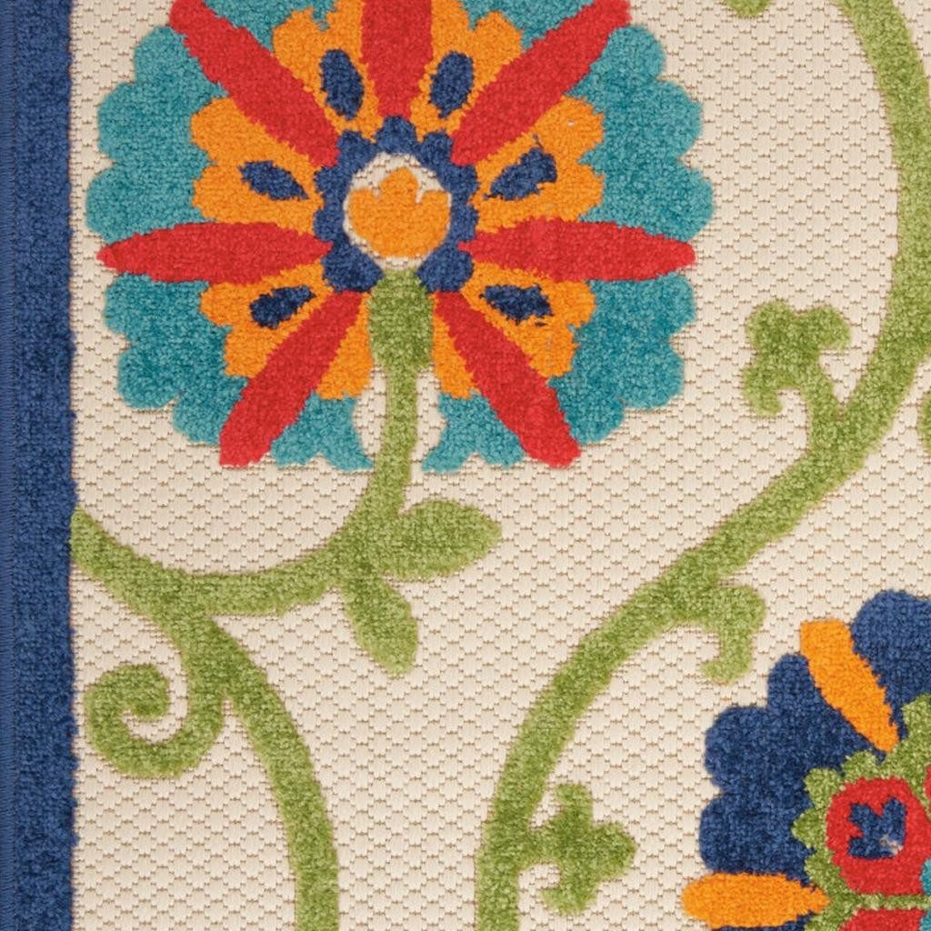 5′ X 8′ Ivory and Blue Floral Area Rug IV