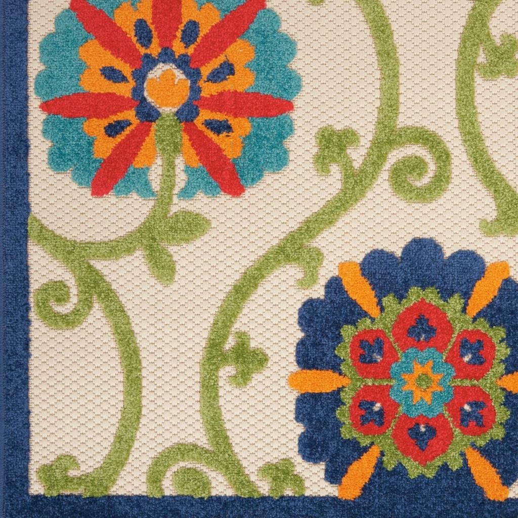 5′ X 8′ Ivory and Blue Floral Area Rug IV