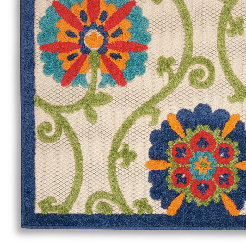 6′ X 9′ Ivory Blue Indoor Outdoor Area Rug III