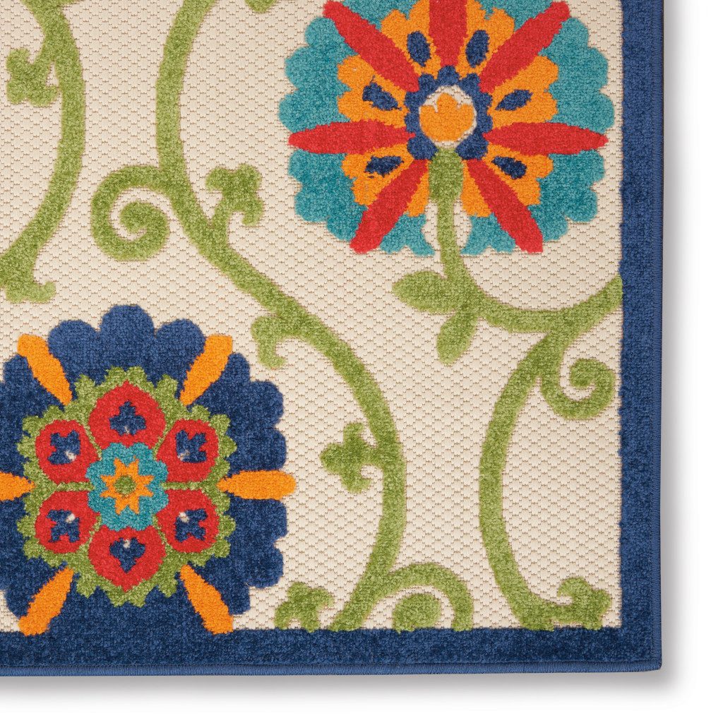 6′ X 9′ Ivory Blue Indoor Outdoor Area Rug III