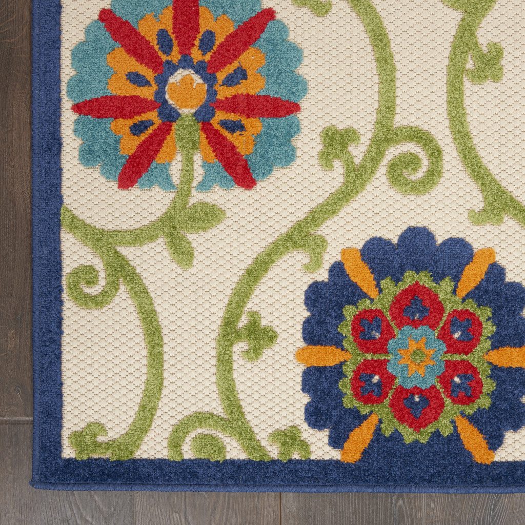 6′ X 9′ Ivory Blue Indoor Outdoor Area Rug III