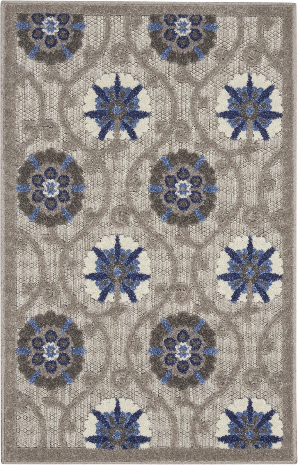 3′ X 4′ Blue and Gray Indoor-Outdoor Area Rug V