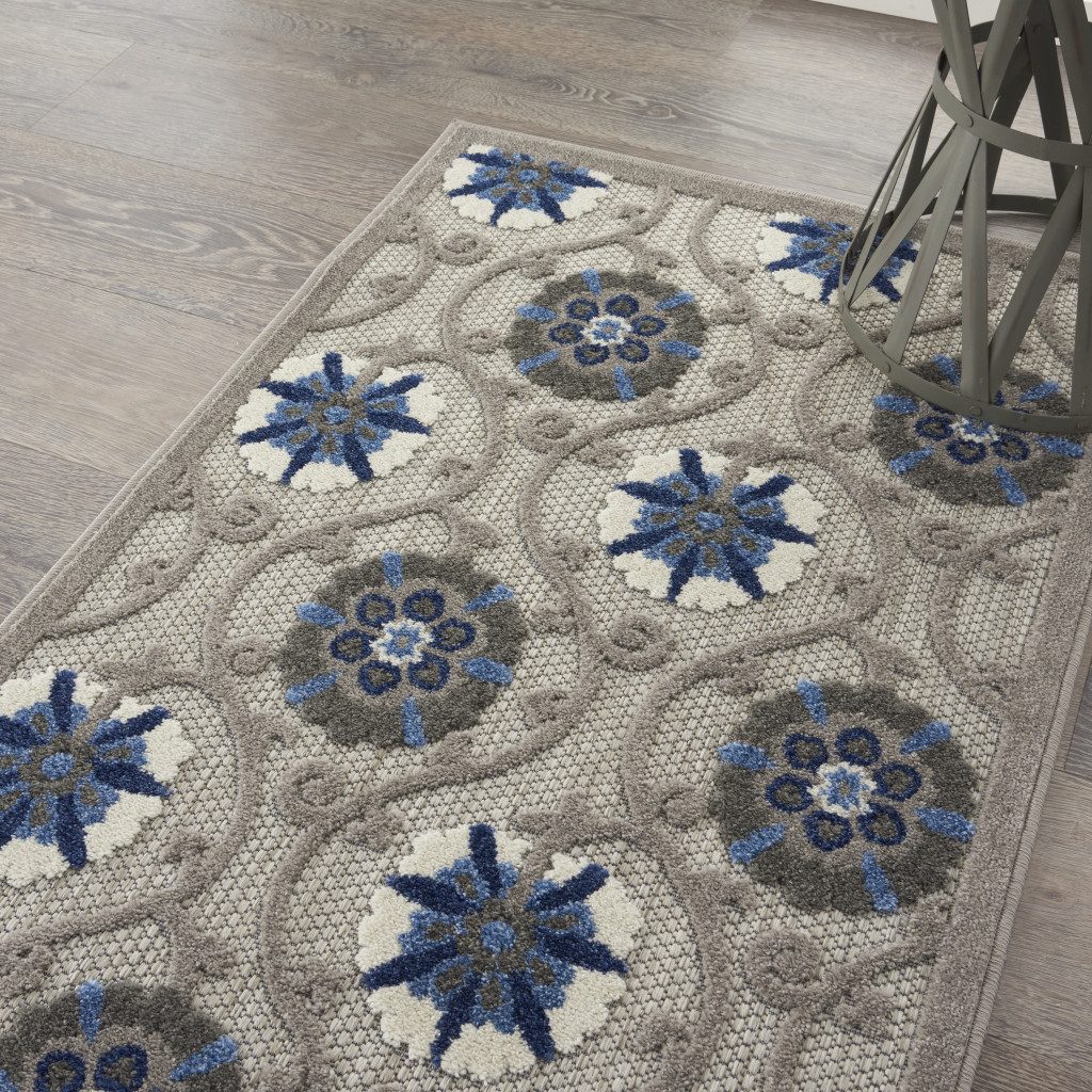 3′ X 4′ Blue and Gray Indoor-Outdoor Area Rug V
