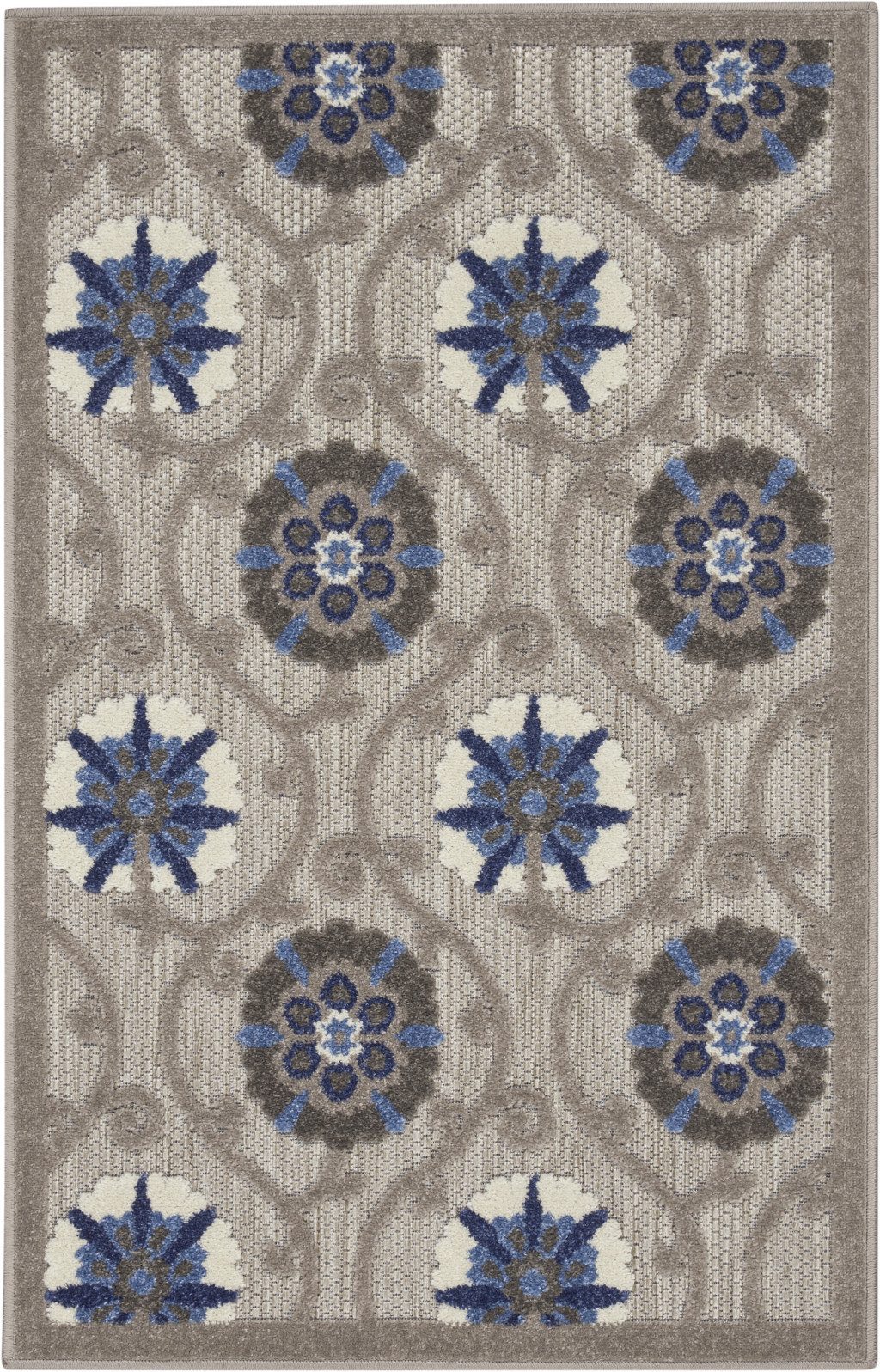 3′ X 4′ Blue and Gray Indoor-Outdoor Area Rug V