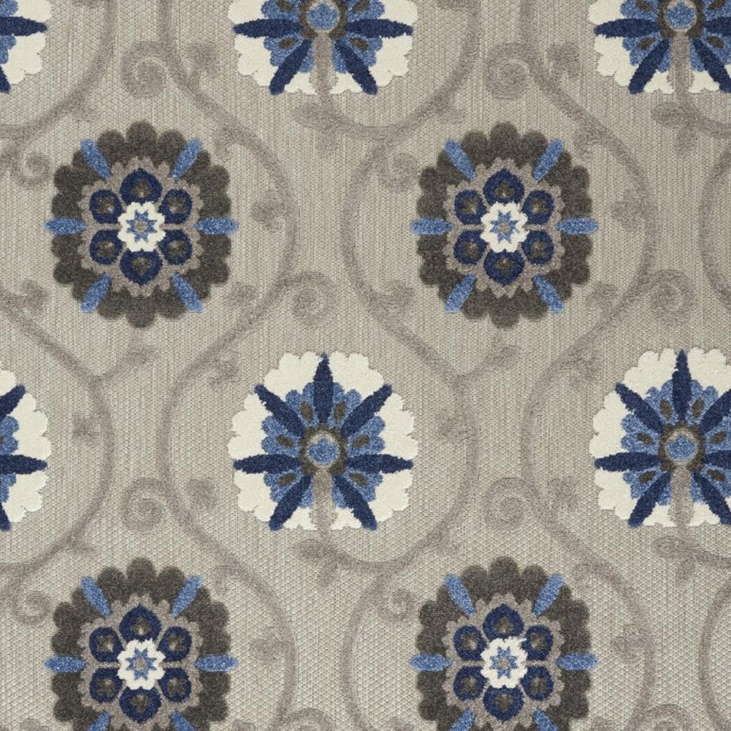 4′ X 6′ Blue and Gray Indoor-Outdoor Area Rug III