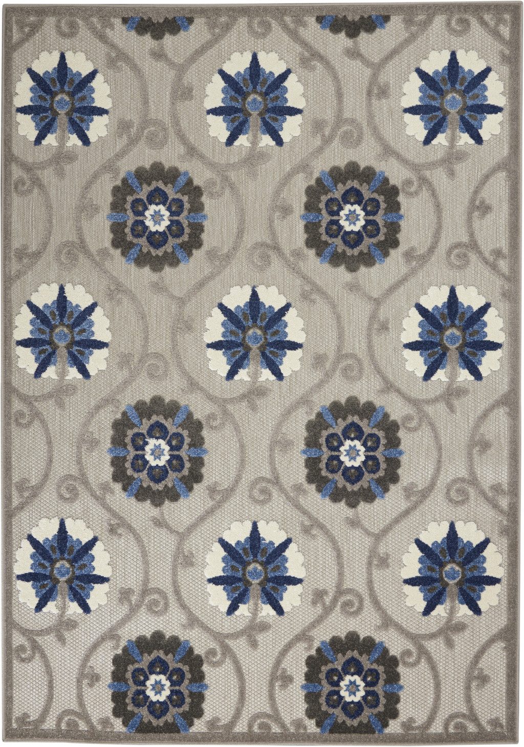 4′ X 6′ Blue and Gray Indoor-Outdoor Area Rug III