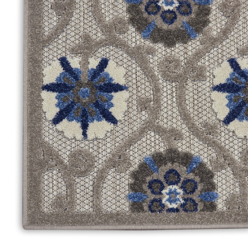 5′ X 8′ Blue Gray Floral Indoor Outdoor Area Rug
