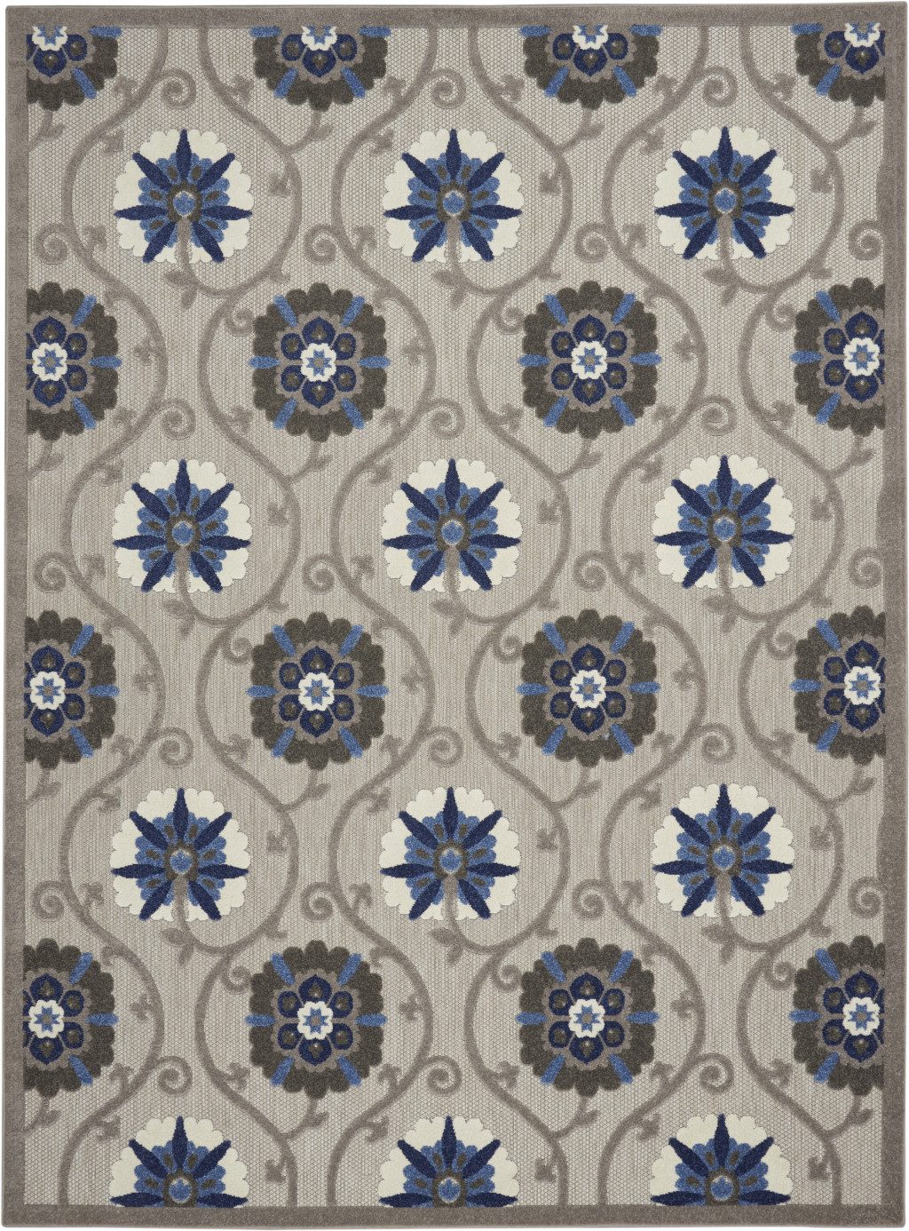 8′ X 11′ Blue Gray Indoor Outdoor Area Rug IV