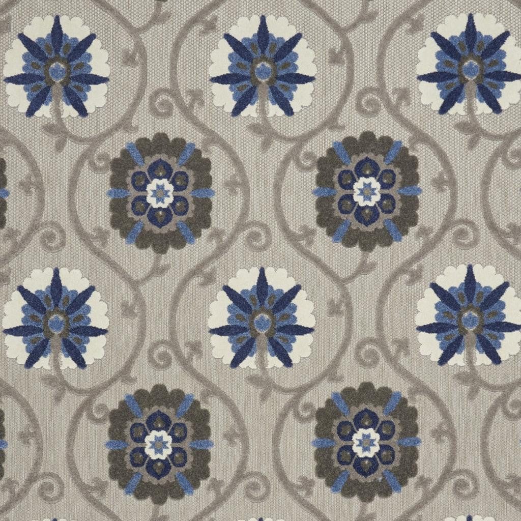 8′ X 11′ Blue Gray Indoor Outdoor Area Rug IV