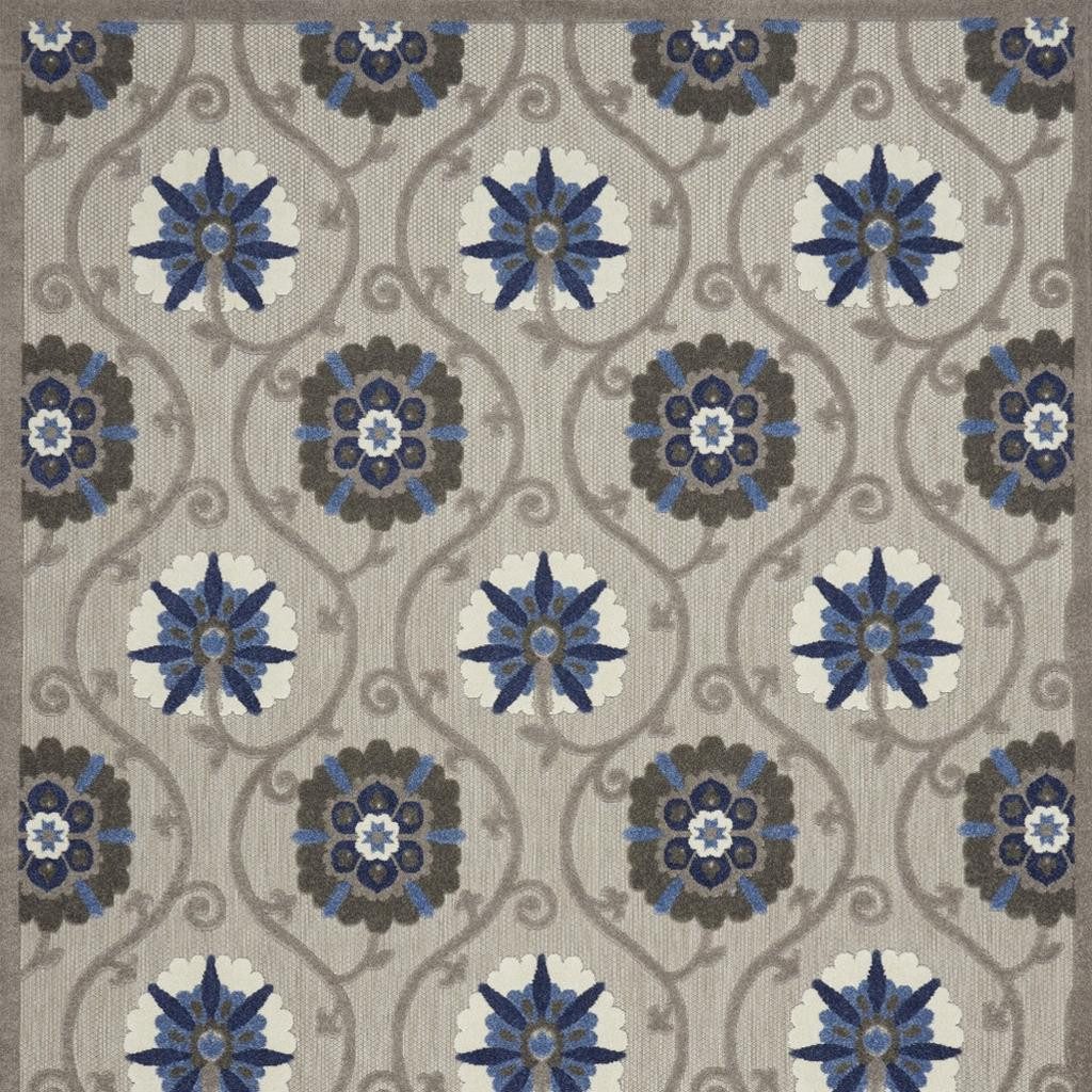 8′ X 11′ Blue Gray Indoor Outdoor Area Rug IV