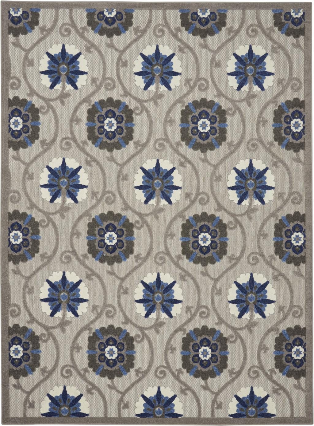 8′ X 11′ Blue Gray Indoor Outdoor Area Rug IV