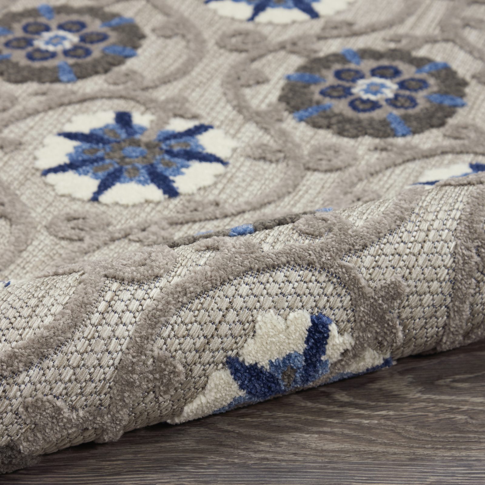 8′ X 11′ Blue Gray Indoor Outdoor Area Rug IV