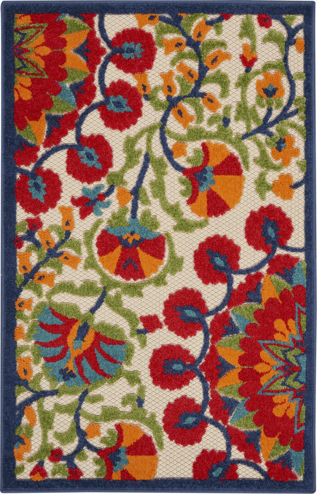 3′ X 4′ Red and Ivory Floral Area Rug