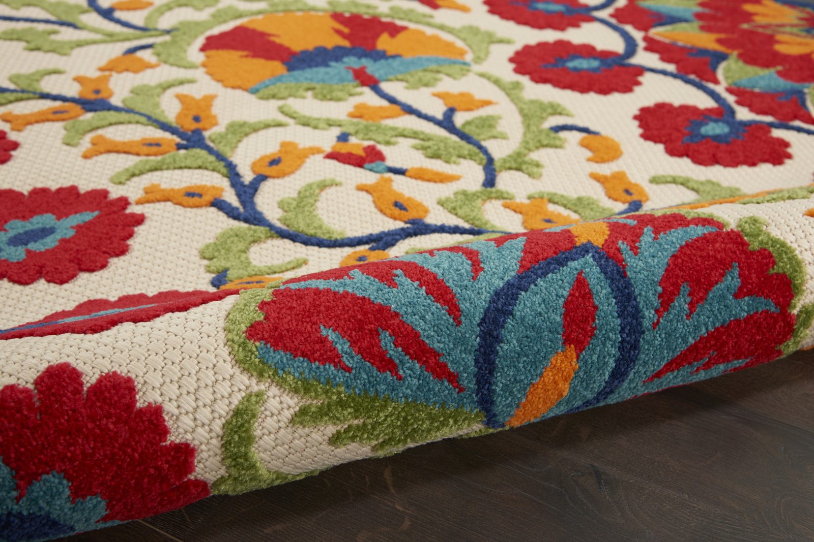 3′ X 4′ Red and Ivory Floral Area Rug