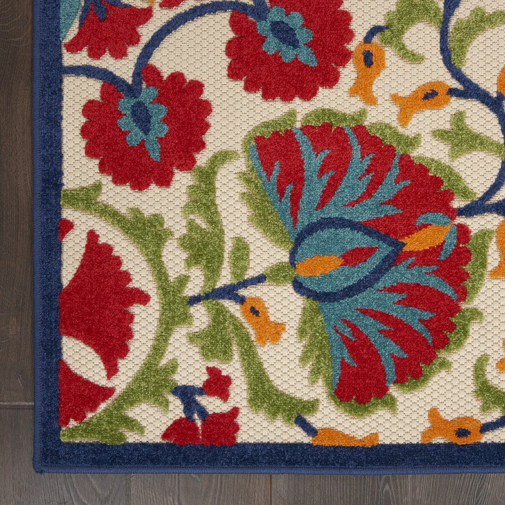6′ X 9′ Red Ivory Floral Indoor Outdoor Area Rug