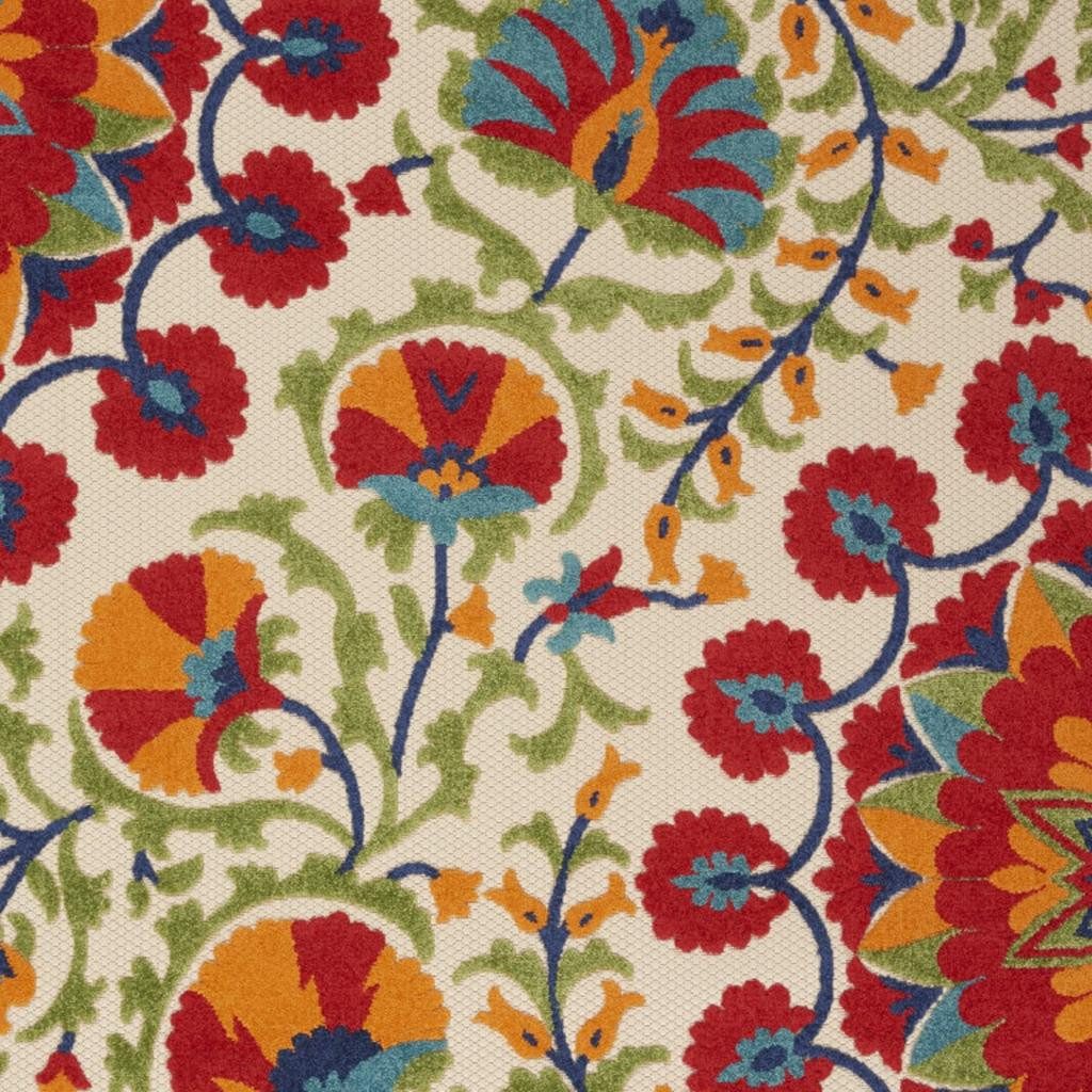 6′ X 9′ Red Ivory Floral Indoor Outdoor Area Rug