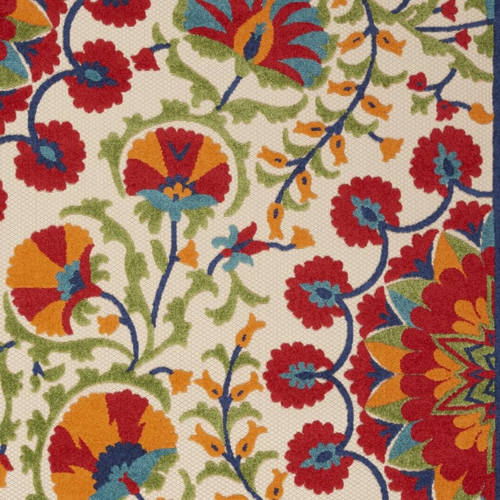 4′ X 6′ Red and Ivory Floral Area Rug