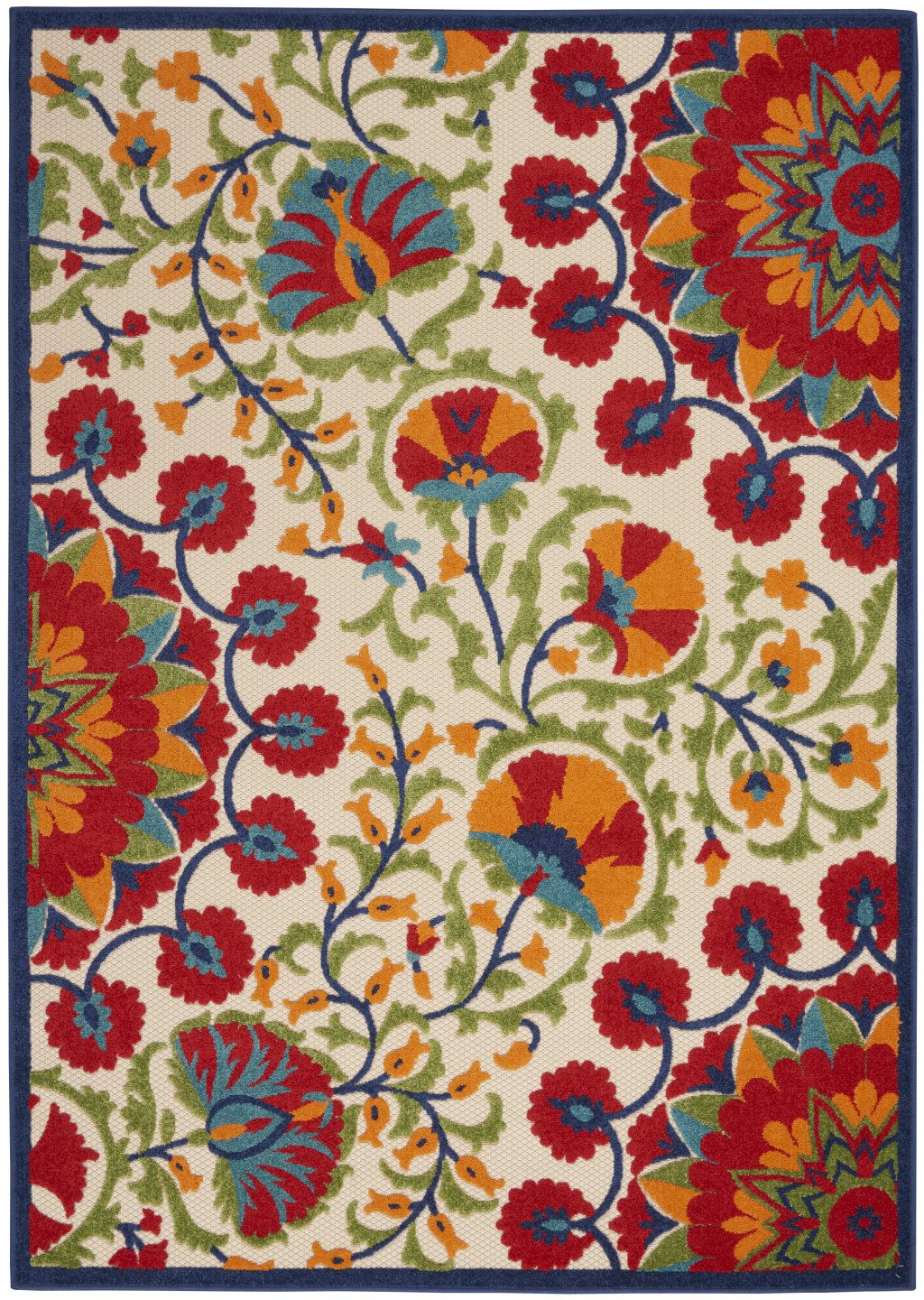 4′ X 6′ Red and Ivory Floral Area Rug
