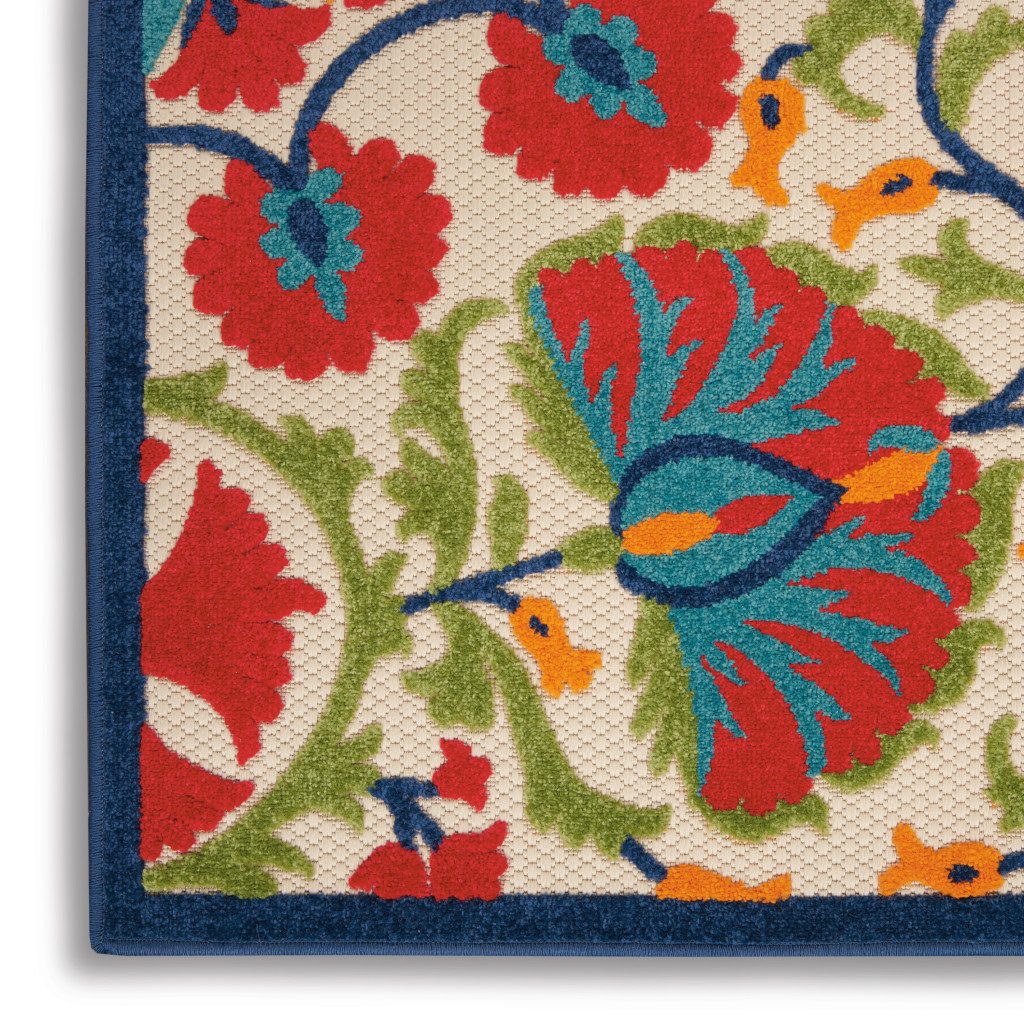 4′ X 6′ Red and Ivory Floral Area Rug