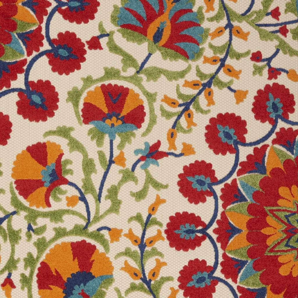 4′ X 6′ Red and Ivory Floral Area Rug