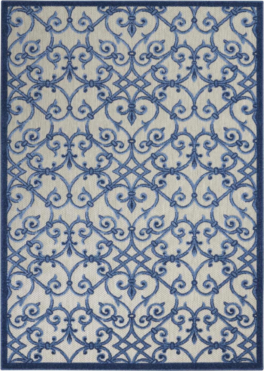 4′ X 6′ Blue and Gray Indoor-Outdoor Area Rug IV