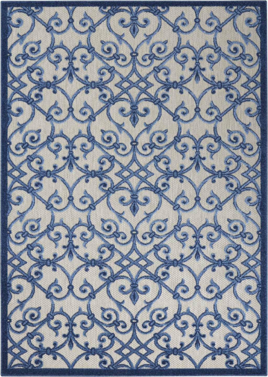 4′ X 6′ Blue and Gray Indoor-Outdoor Area Rug IV