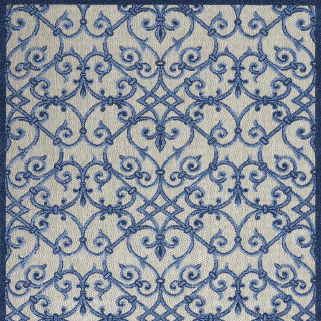 5′ X 8′ Blue And Gray Indoor Outdoor Area Rug