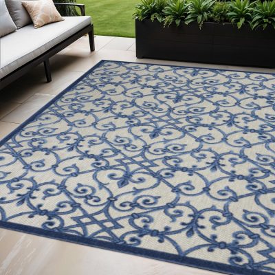 5′ × 8′ Blue And Gray Indoor Outdoor Area Rug