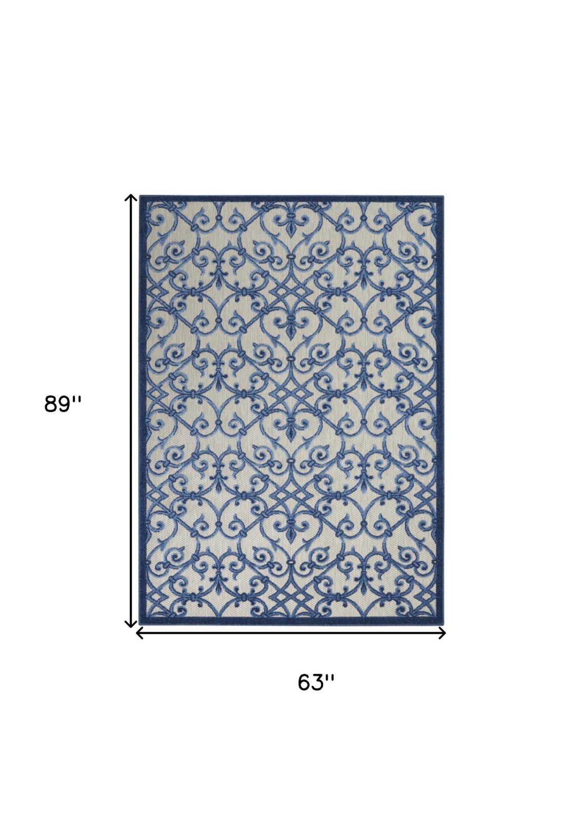 5′ X 8′ Blue And Gray Indoor Outdoor Area Rug