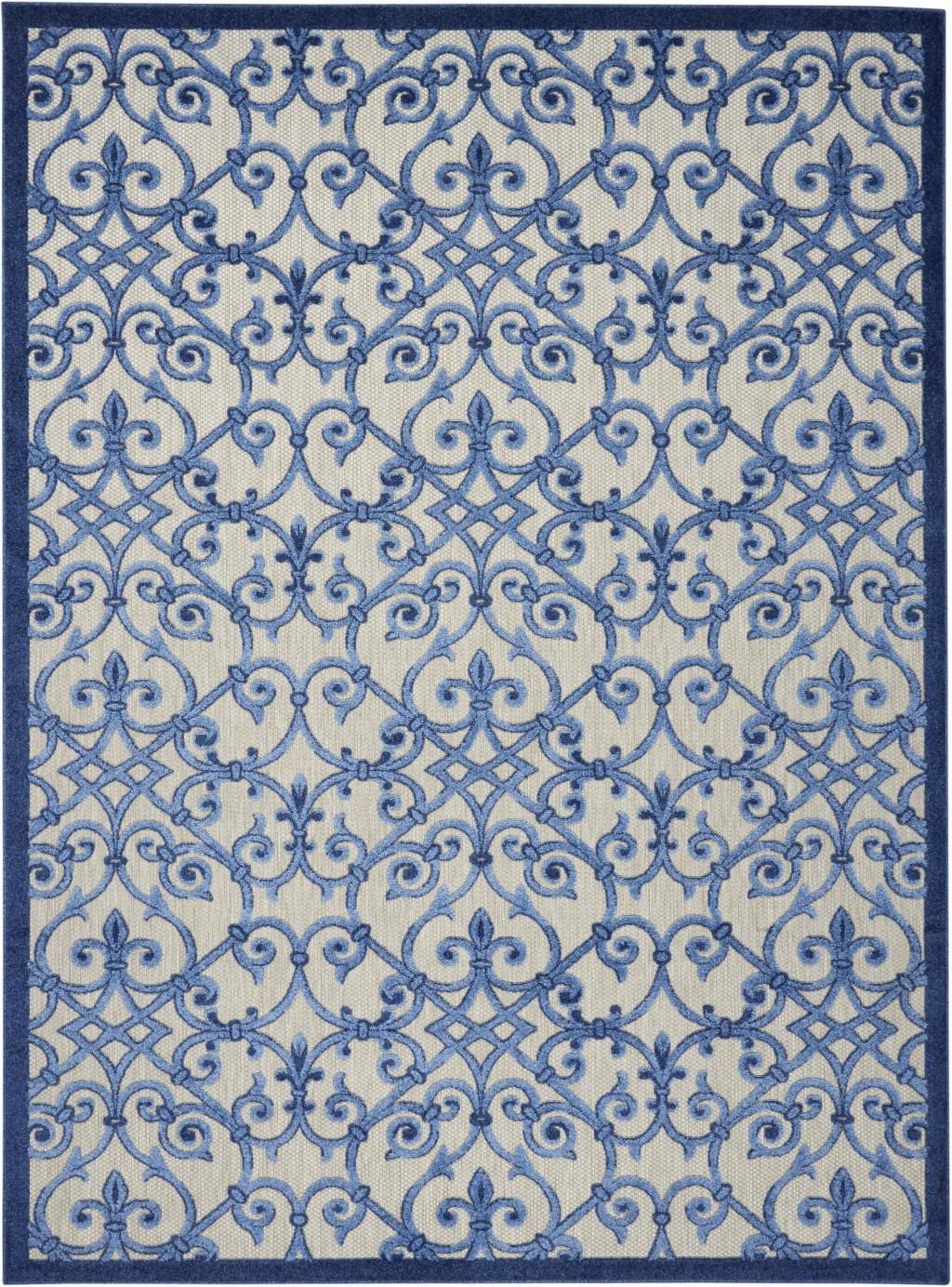 8′ X 11′ Blue and Gray Indoor-Outdoor Area Rug V