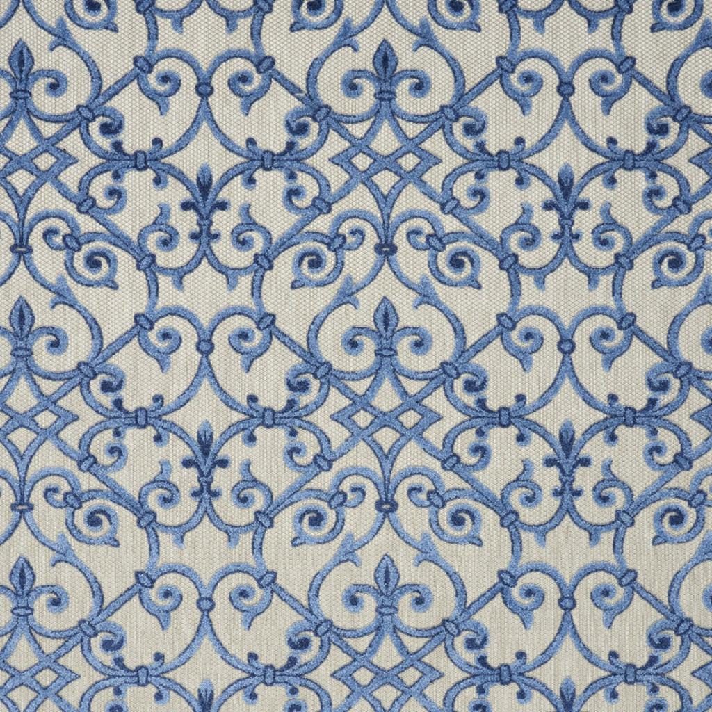 8′ X 11′ Blue and Gray Indoor-Outdoor Area Rug V