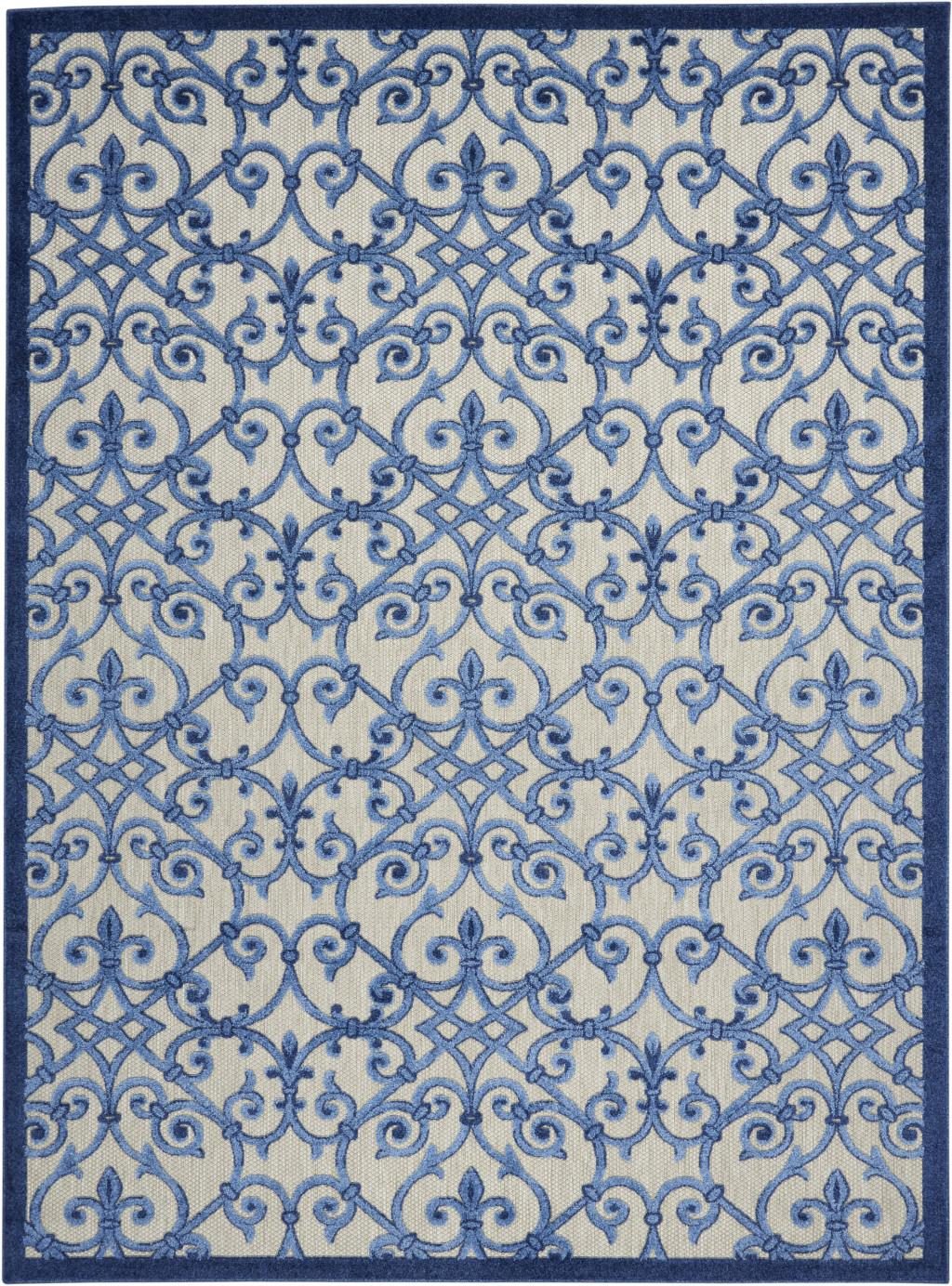 8′ X 11′ Blue and Gray Indoor-Outdoor Area Rug V