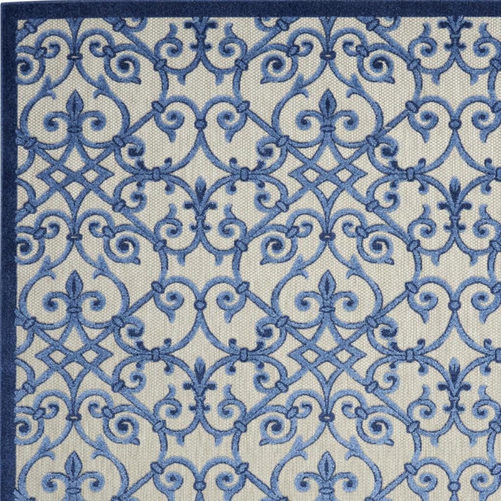 8′ X 11′ Blue and Gray Indoor-Outdoor Area Rug V