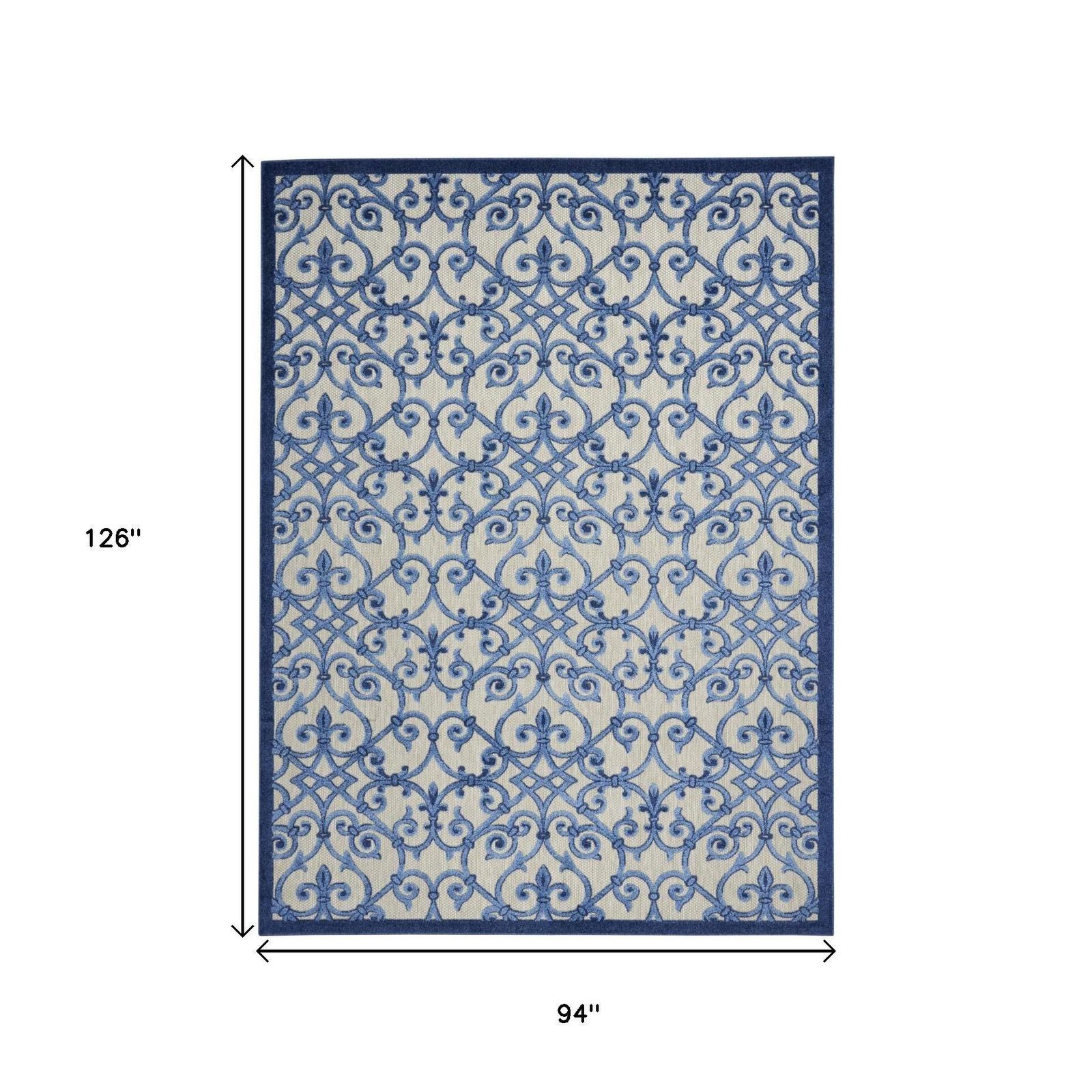 8′ X 11′ Blue and Gray Indoor-Outdoor Area Rug V