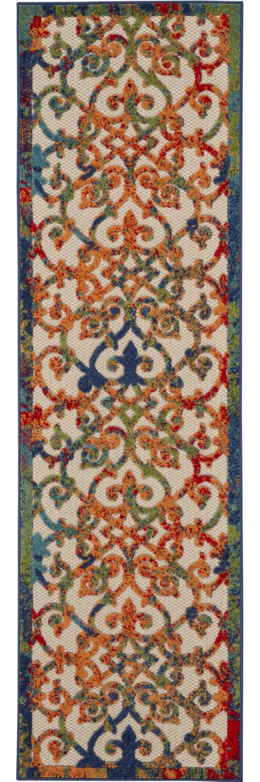 10′ Ivory And Blue Indoor Outdoor Area Rug