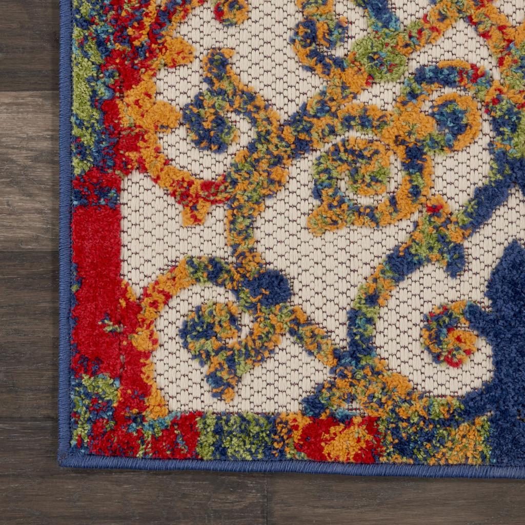 3′ X 4′ Ivory And Blue Indoor Outdoor Area Rug