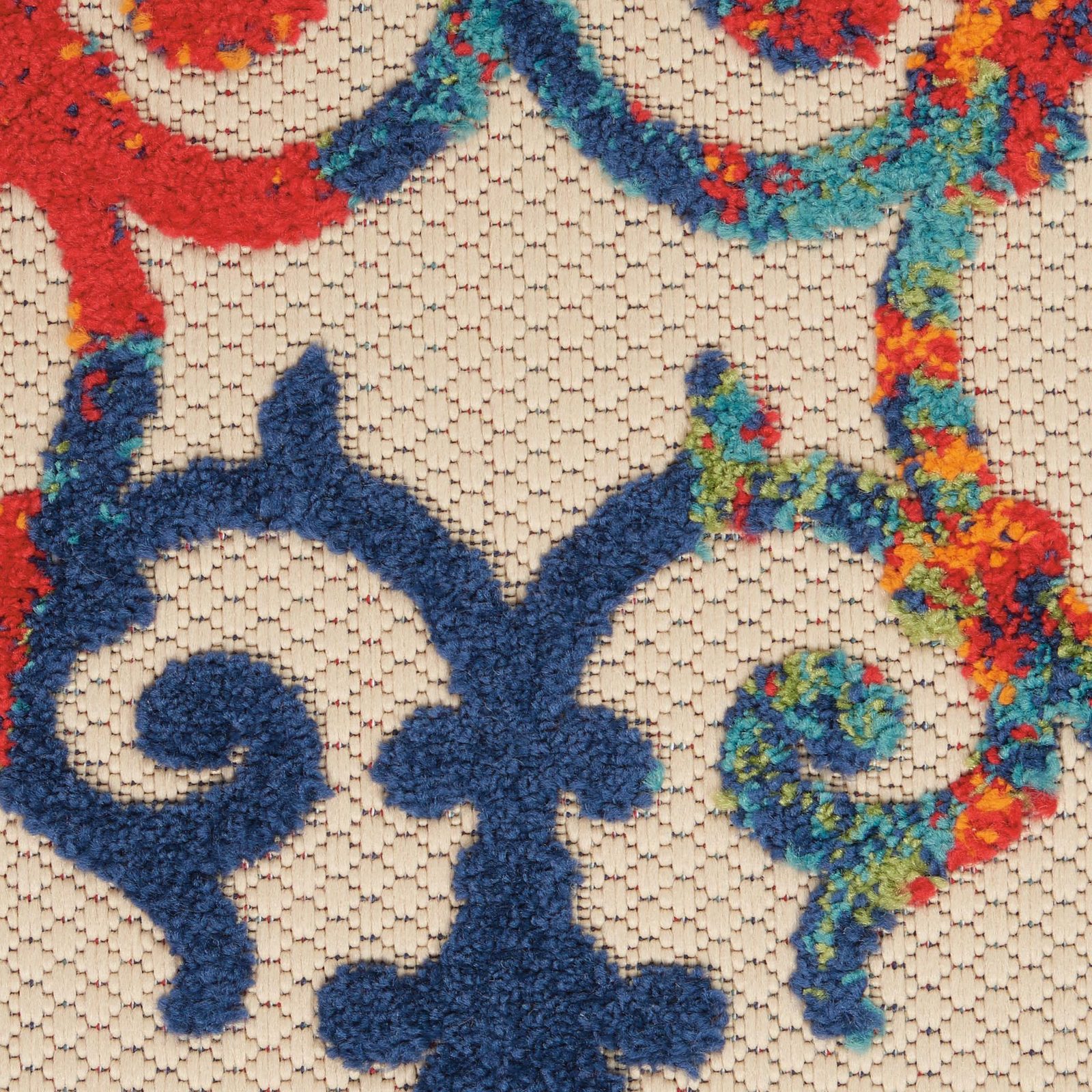 4′ X 6′ Ivory And Blue Indoor Outdoor Area Rug