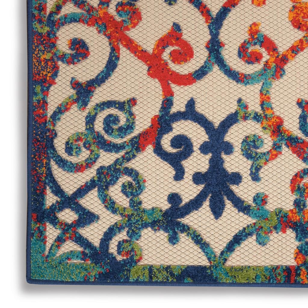 4′ X 6′ Ivory And Blue Indoor Outdoor Area Rug
