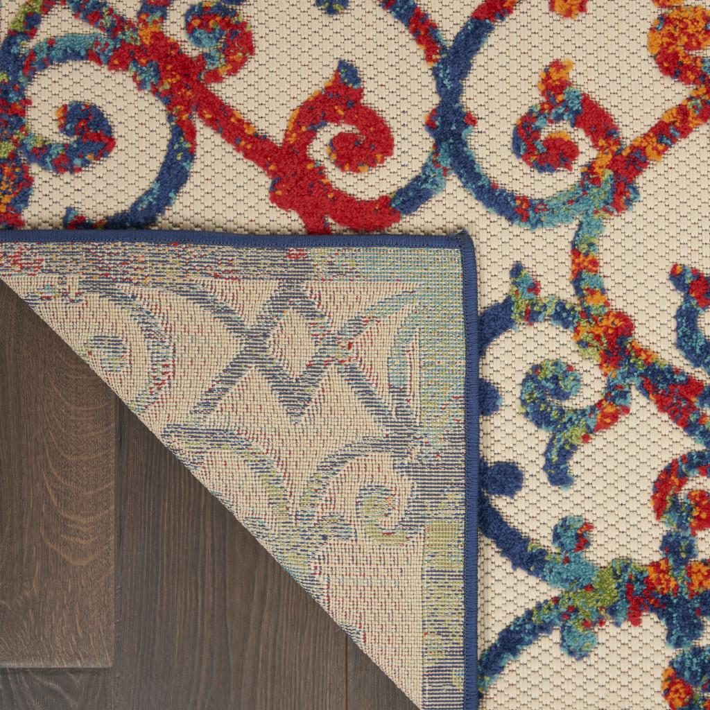 5′ X 8′ Ivory And Blue Indoor Outdoor Area Rug